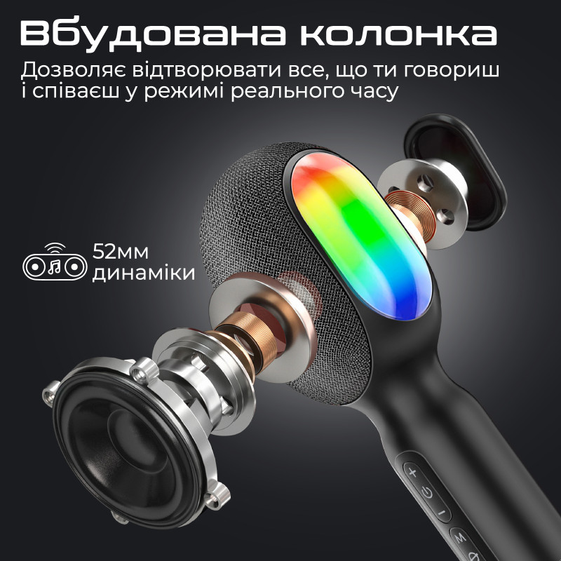 Promate VocalMic Bluetooth 2 x AUX LED Black (vocalmic.black)