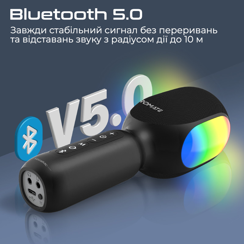 Promate VocalMic Bluetooth 2 x AUX LED Black (vocalmic.black)