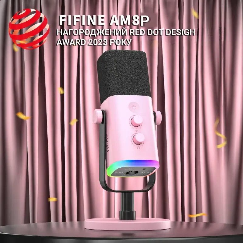 Мікрофон Fifine AmpliGame AM8P Pink