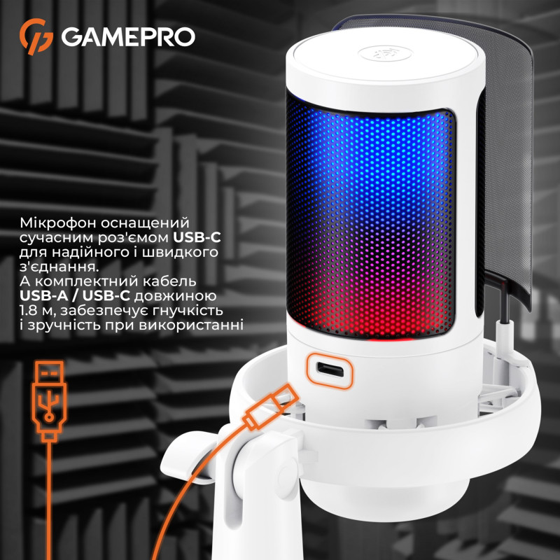 Мікрофон GamePro UGM105W White