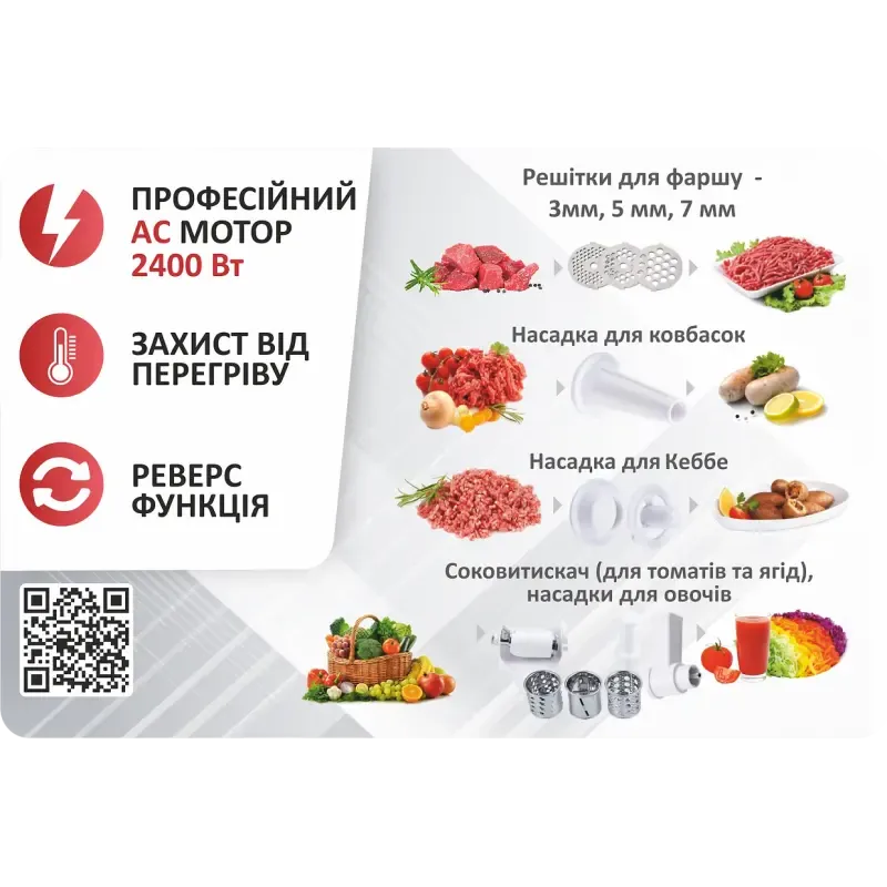 Мясорубка PRIME Technics PG 2483 W