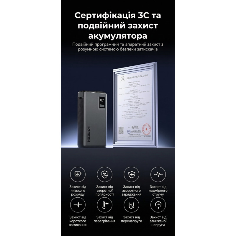Пусковий пристрій UGREEN ES702 12000mAh Car Jump Starter (35977)