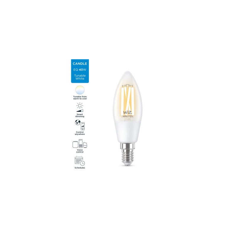 WiZ LED Smart E14 4.9W 470Lm C35 2700-6500 Filament Wi-Fi (929003017601)