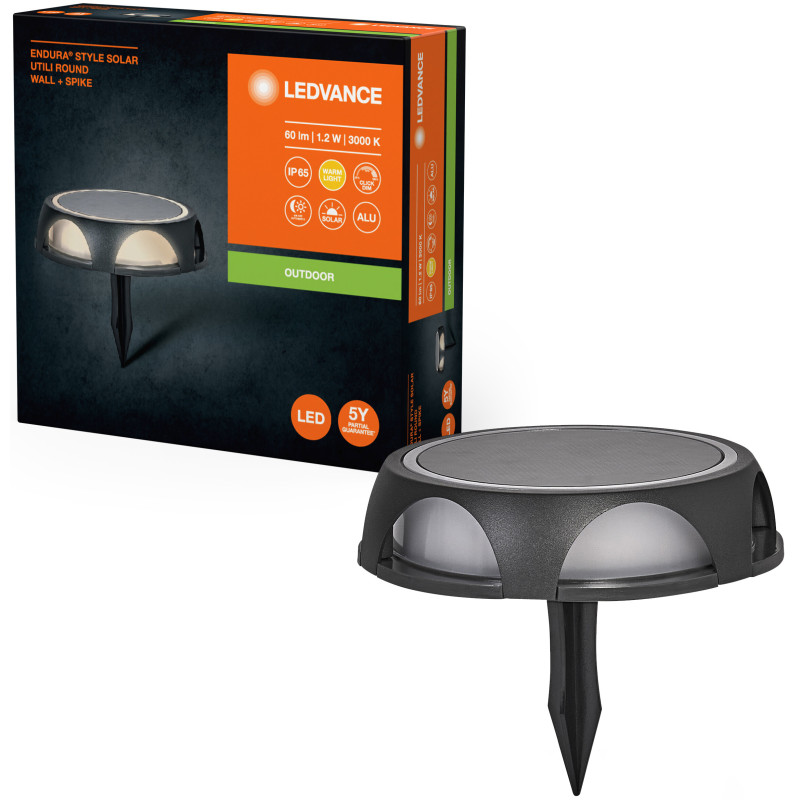 Светильник LEDVANCE ENDURA STYLE SOLAR RD 1,2W 3000K 60Lm 3,7V на сонячній батареї (4058075834743)