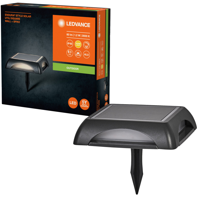 Светильник LEDVANCE ENDURA STYLE SOLAR SQ 1,2W 3000K 60Lm 3,7V на сонячній батареї (4058075834729)