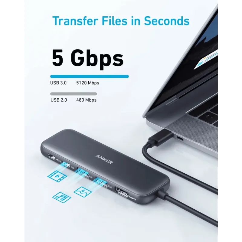 USB-хаб Anker 332 USB-C Hub 5в1 Black (A8355H11)