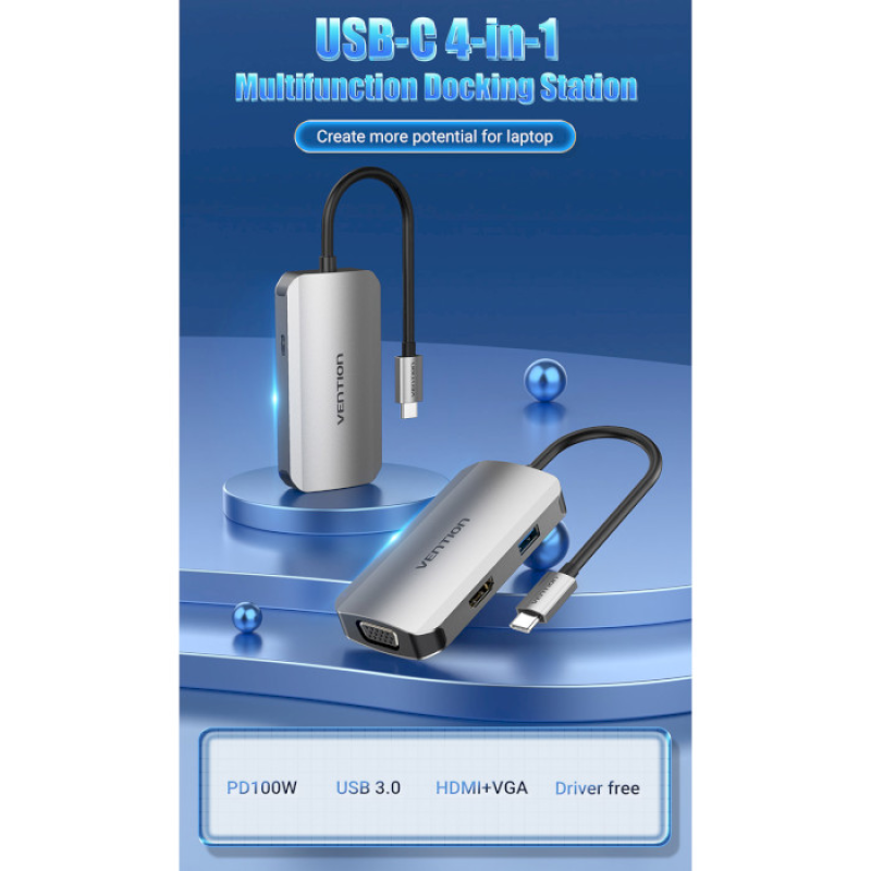 Vention 4-in-1 Docking Station Aluminum Alloy Type (TOAHB)