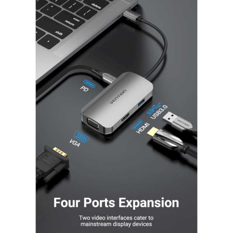 Vention 4-in-1 Docking Station Aluminum Alloy Type (TOAHB)