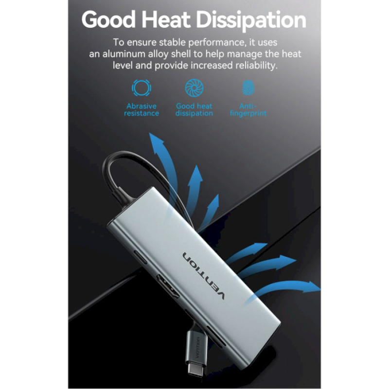 Vention 7-in-1 USB-C to HDMI/USB3.0x3/SD/TF/PD (TOPHB)