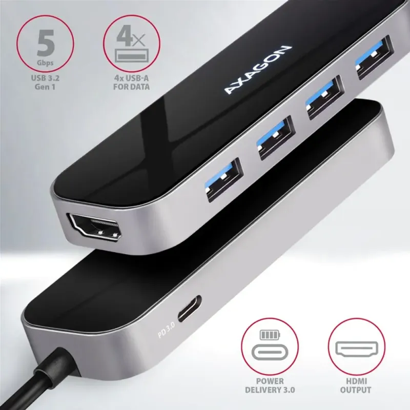 USB-хаб AXAGON USB-C 6 in1 0.2м (HMC-6H4A)