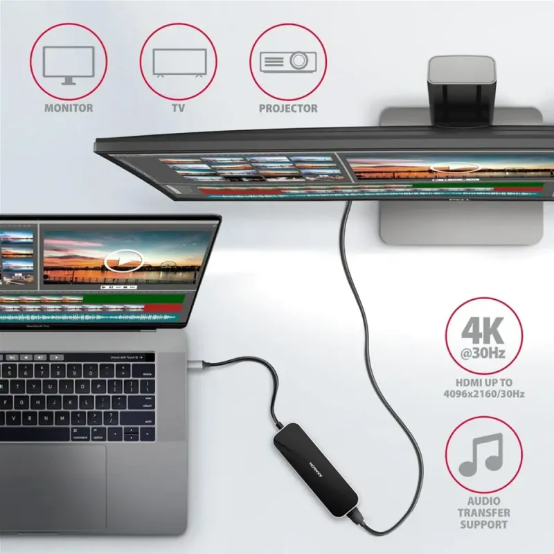 USB-хаб AXAGON USB-C 6 in1 0.2м (HMC-6H4A)