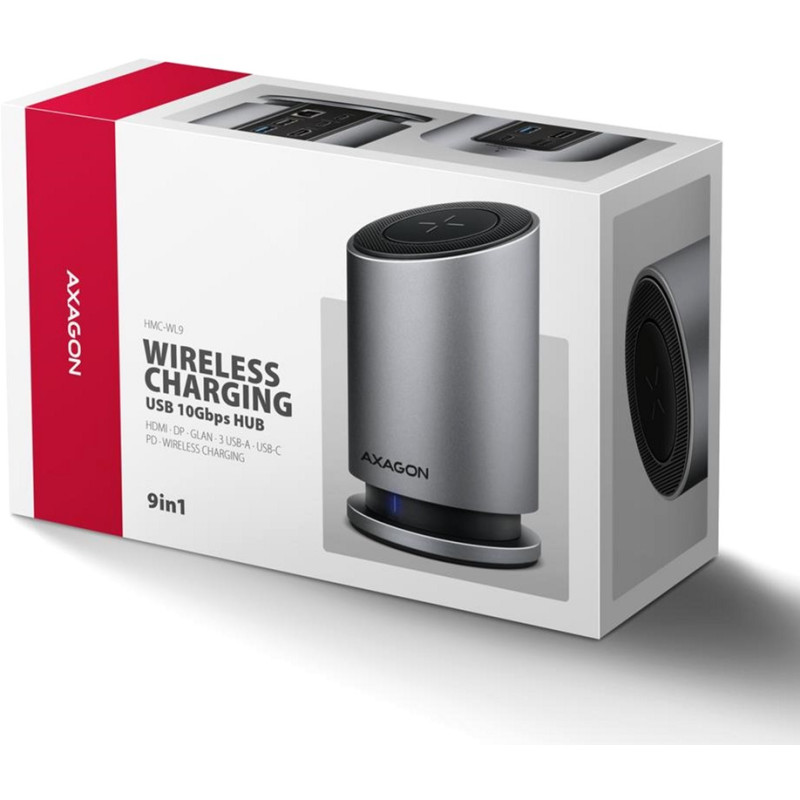 USB-хаб AXAGON USB-C 9-in-1 бездротовий 15W PD100W 0.6m (HMC-WL9)