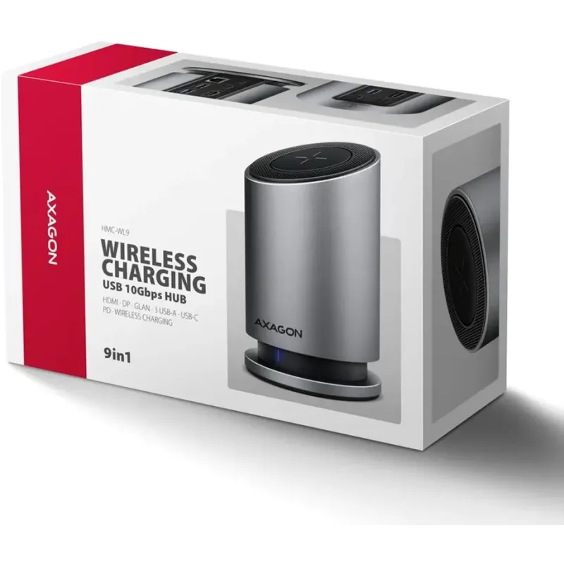USB-хаб AXAGON USB-C 9-in-1 wireless 15W PD100W 0.6m (HMC-WL9)