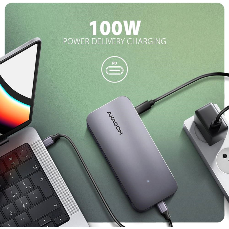 USB-хаб AXAGON USB-C 12-in-1 HDMI + DisplayPort + RJ45 1000Mbps + (HMC-12GM2)