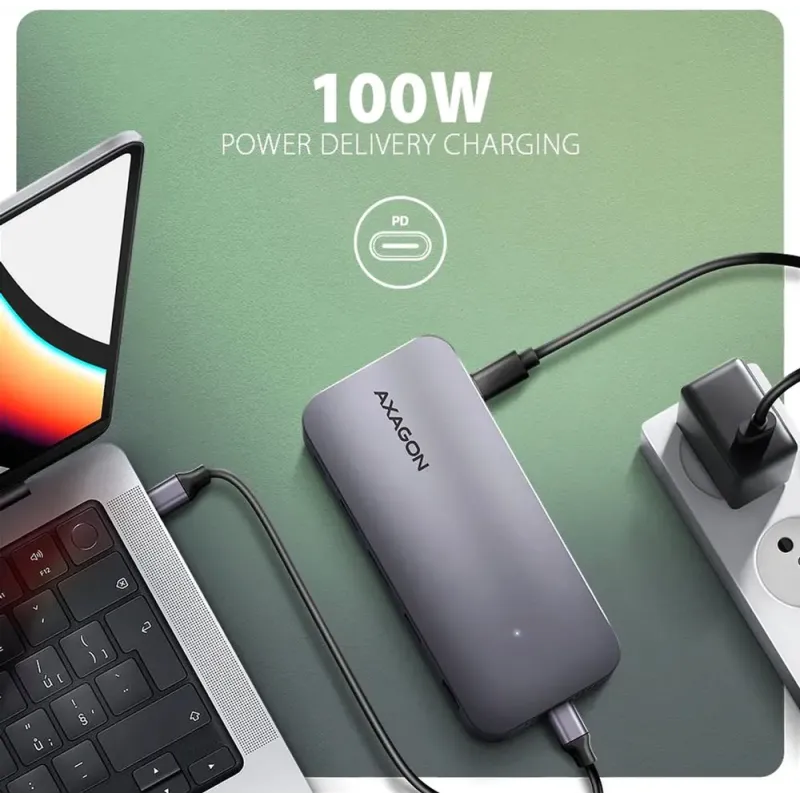 USB-хаб AXAGON USB-C 12-in-1 HDMI + DisplayPort + RJ45 1000Mbps + (HMC-12GM2)