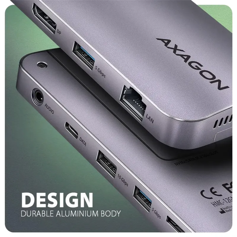 USB-хаб AXAGON USB-C 12-in-1 HDMI + DisplayPort + RJ45 1000Mbps + (HMC-12GM2)