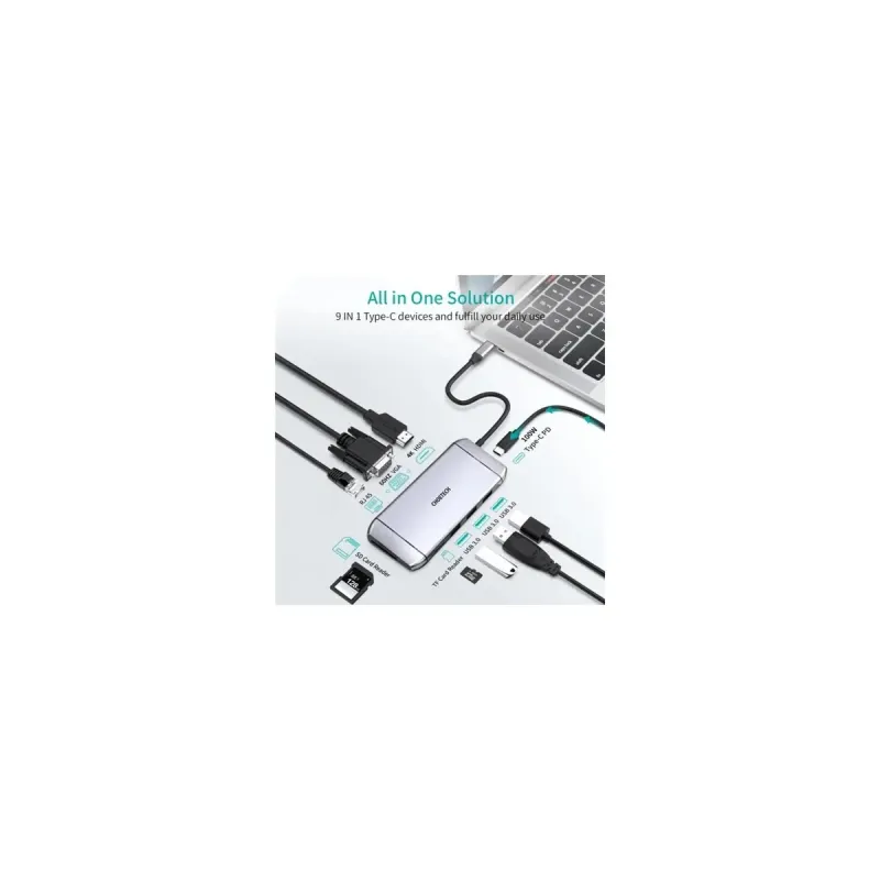 USB-хаб Choetech 9-in-1 USB-C Multiport Adapter (HUB-M15-GY)