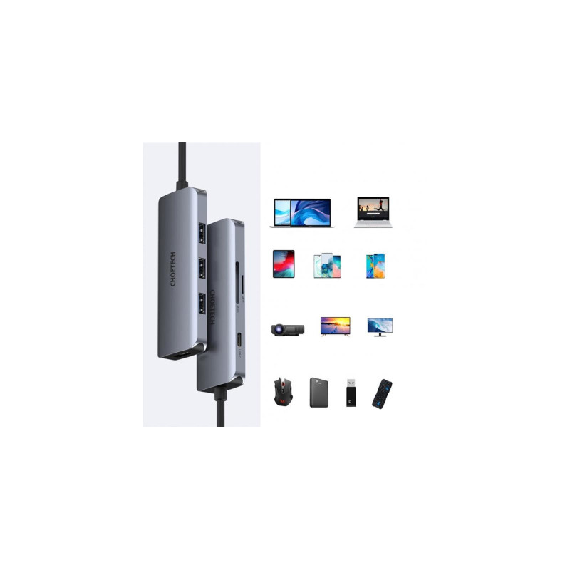 USB-хаб Choetech 7-in-1 Multiport USB Type-C Hub (HUB-M19)