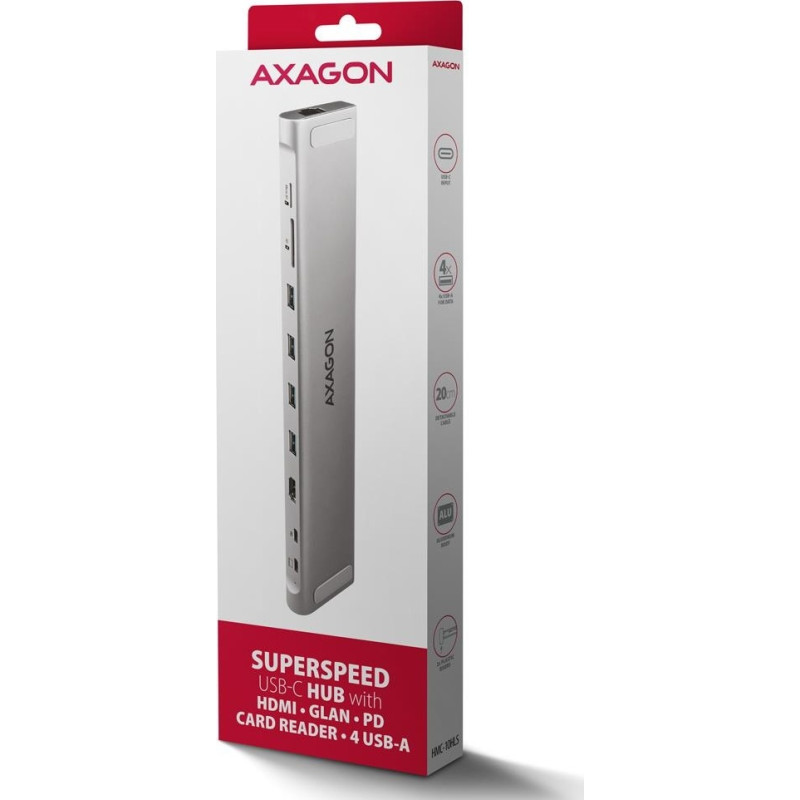 USB-хаб AXAGON HMC-10HLS USB-C 5Gbps 9in1