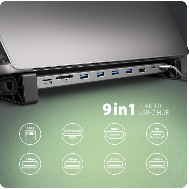 USB-хаб AXAGON HMC-10HLS USB-C 5Gbps 9in1