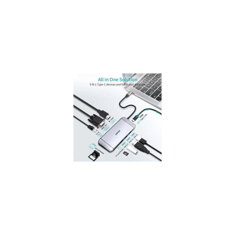 USB-хаб Choetech 9-in-1 USB-C Multiport Adapter (HUB-M15)