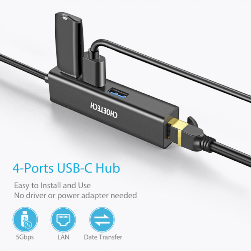 USB-хаб Choetech 4-in-1 USB Type-C Adapter (HUB-U02)