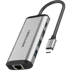 USB-хаб Vention USB-C 3-Port, RJ-45, PD, 0.15 m (TGDHB)