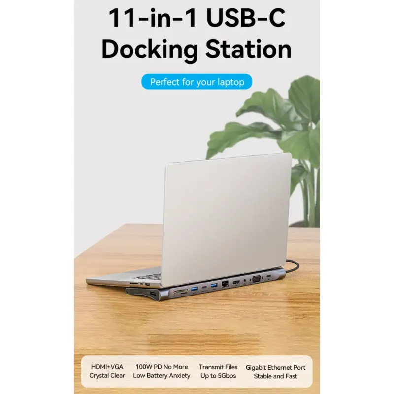 USB-хаб Vention USB 3.1 Type-C Universal Dock 11 in 1 (THTHC)