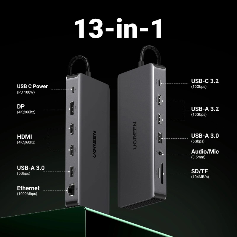 USB-хаб UGREEN CM681 13-in-1 Grey (15978)