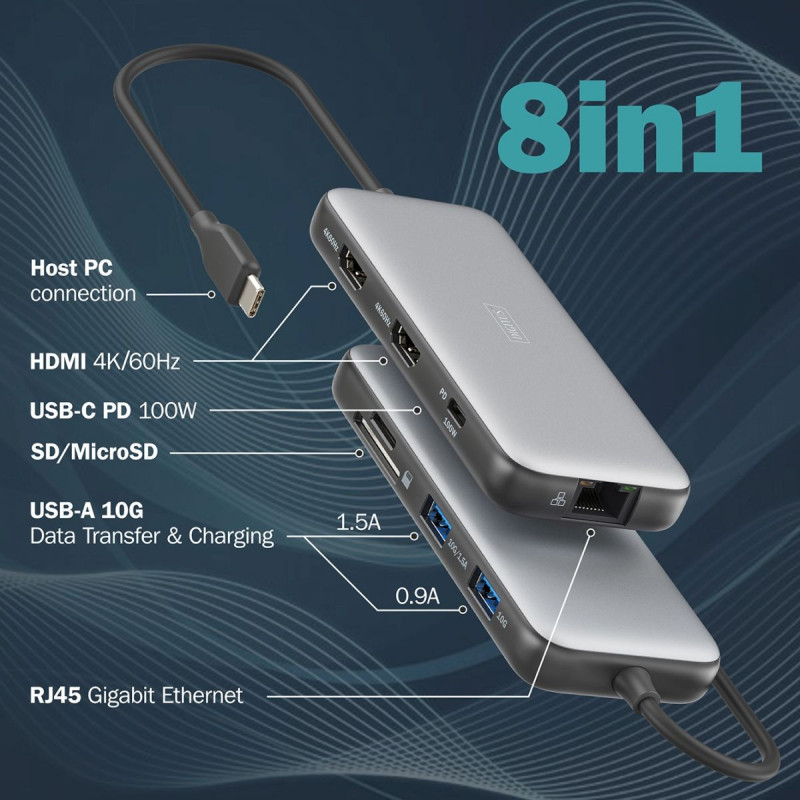 USB-хаб Digitus USB-C 8-port Docking Station (DA-70915)