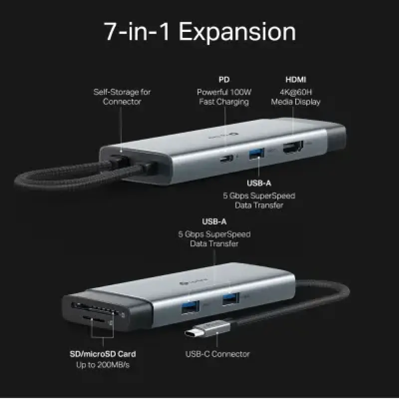 USB-хаб TP-Link UH7021C Grey