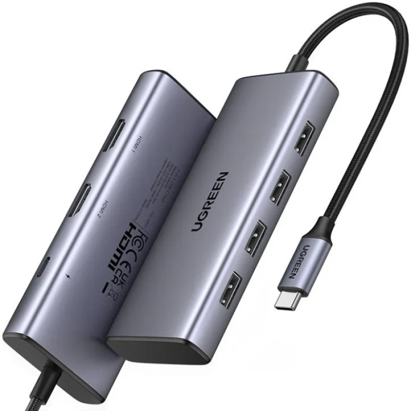 USB-хаб UGREEN USB 3.0 Type-C 1хUSB-A 3.0/3хUSB-A 2.0/2xHDMI 4K 30Гц PD CM498 (35897)