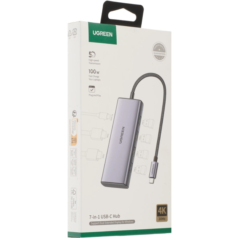 USB-хаб UGREEN USB 3.0 Type-C 1хUSB-A 3.0/3хUSB-A 2.0/2xHDMI 4K 30Гц PD CM498 (35897)