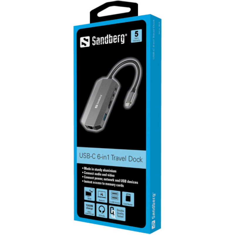 Sandberg USB-C 6in1 Travel Dock (136-33)