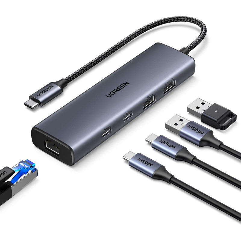 USB-хаб UGREEN CM512 HUB 6в1 Grey (45320)