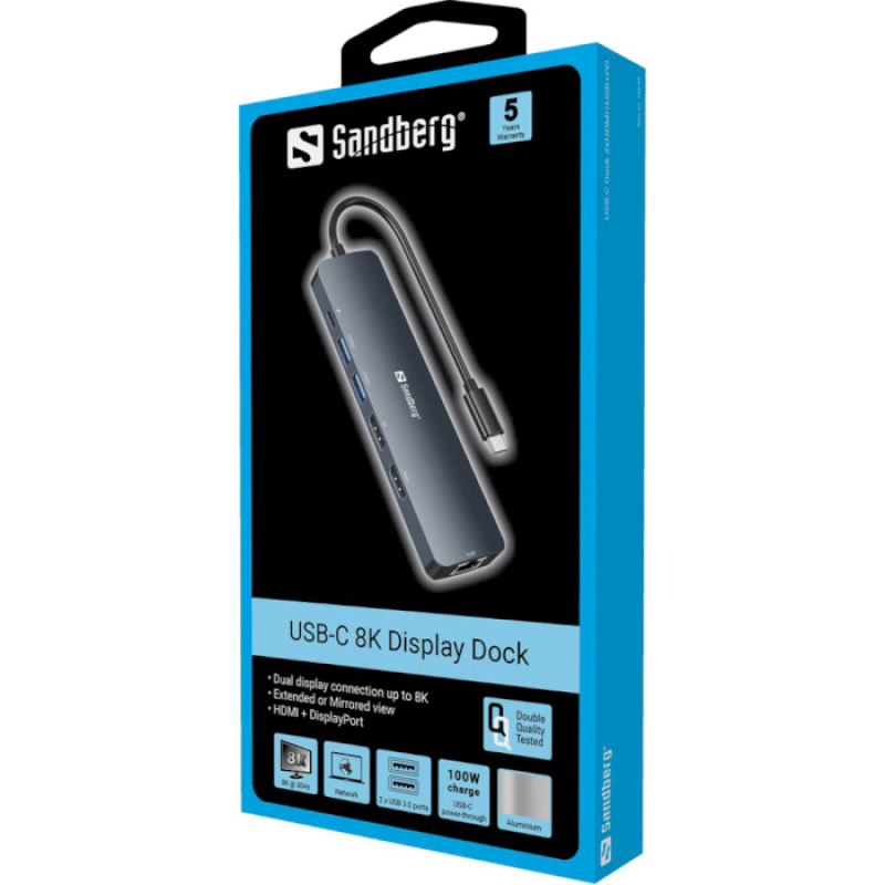 Sandberg USB-C 6-in-1 8K Display Dock (136-43)