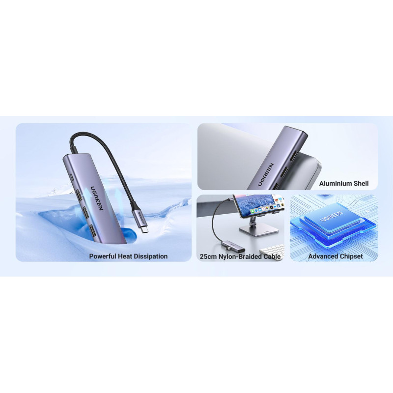 USB-хаб UGREEN CM511 5-in-1 USB-C Multifunction Adapter (15597)