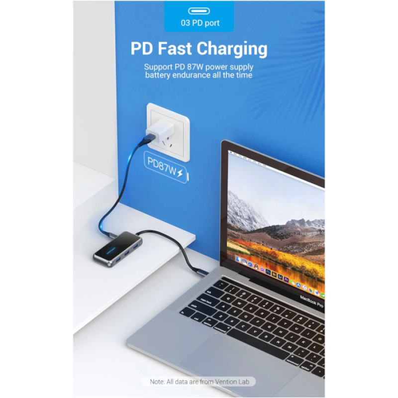 Vention 6-in-1 USB-C to HDMI/USB3.0x3/RJ-45/PD (TFFHB)