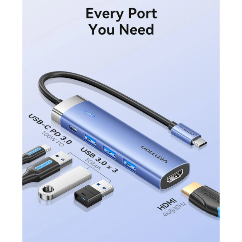Vention 5-in-1 USB-C to HDMI/USB3.0x3/PD (TGESB)