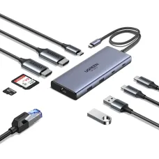 USB-хаб UGREEN CM639 Type-C 10 in 1 HDMI 8K HDR 100W (45380)