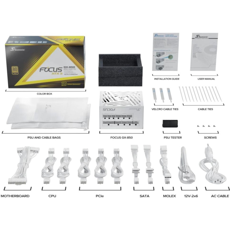 Блок питания SEASONIC FOCUS-GX-850-ATX31-WHITE