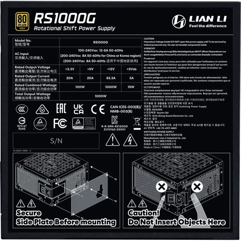 Блок живлення Lian Li ATX3.1 1000W (G9P.RS1000G.B000.EU)