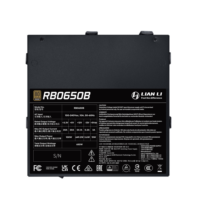 Блок живлення Lian Li RB0650B Black (G9P.RB0650B.B000.EU)