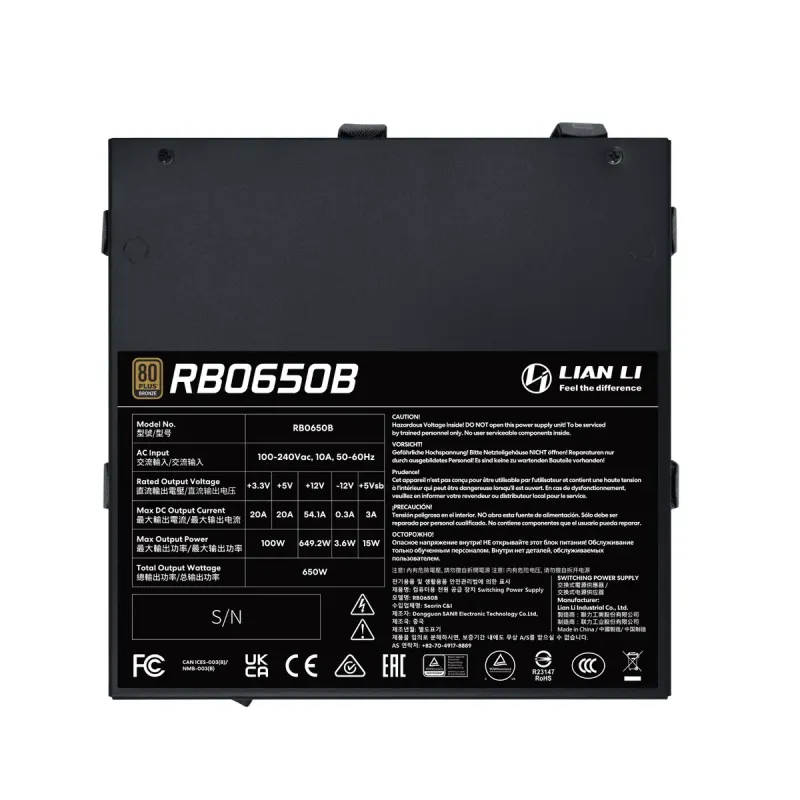 Блок живлення Lian Li RB0650B Black (G9P.RB0650B.B000.EU)