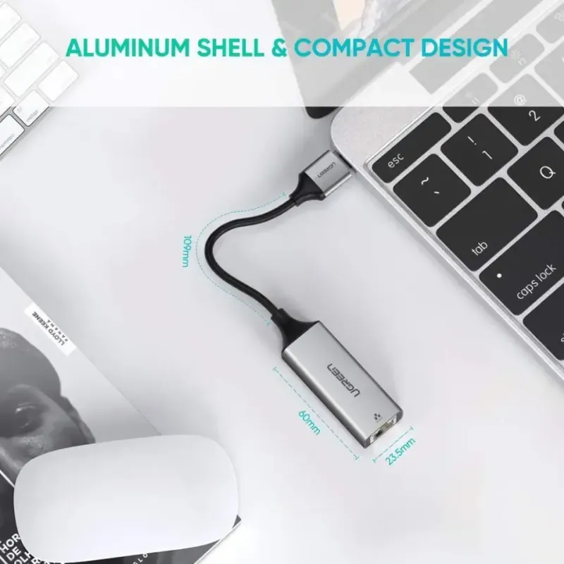 Сетевой адаптер UGREEN CM199 USB-C to Ethernet Adapter Grey (50737)