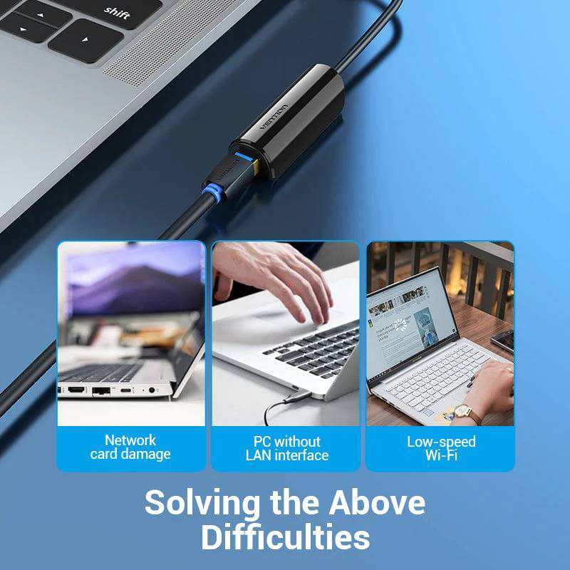 Мережевий адаптер Vention USB-C to Gigabit Ethernet Adapter Black (CFBBB)