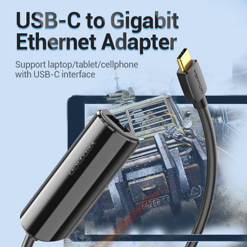 Мережевий адаптер Vention USB-C to Gigabit Ethernet Adapter Black (CFBBB)