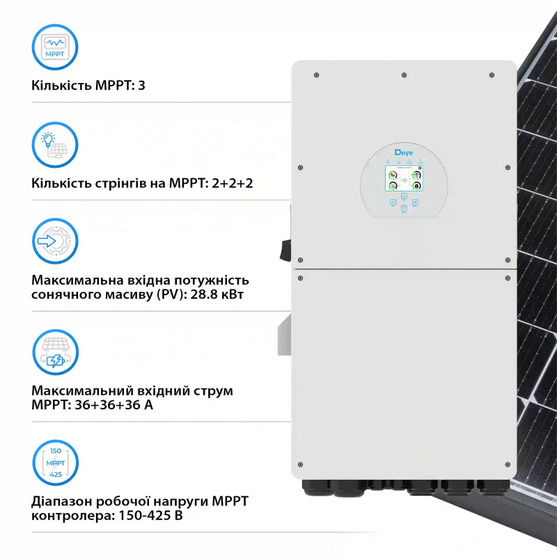 Гибридный инвертор DEYE SUN-18K-SG01LP1-EU-AM3-P