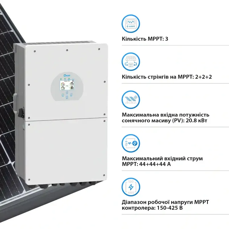 Гибридный инвертор Deye SUN-16K-SG01LP1-EU-AM3-P