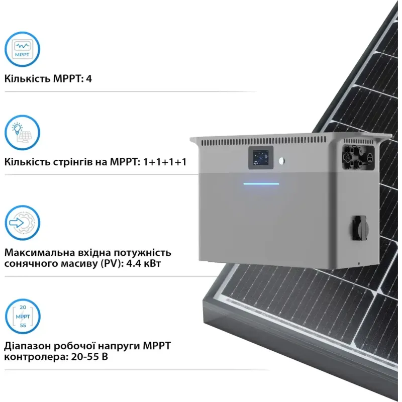 Гибридный инвертор Deye SUN-BK250 2500W 2.56kWh (SUN-BK250-2.56KWH-EU-AM4-18L)